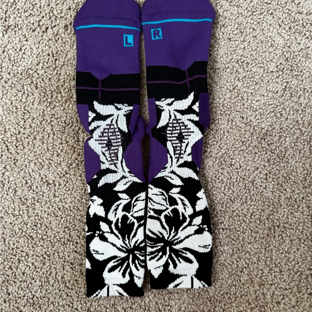 Purple and Black Floral Men's Socks